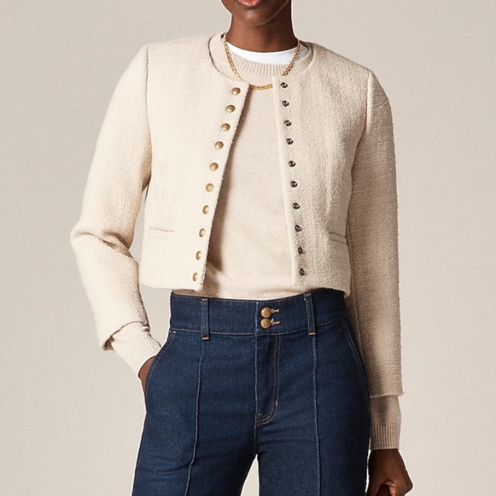 J Crew Natural Bridgette Lady Jacket In Tweed